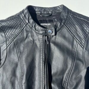 Express Black Quilted Shoulder Faux Leather Jacket